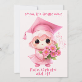🎓チビピンクお祝い卒業発表 招待状