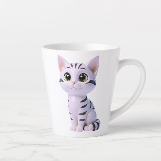 チビ白トラ猫 カフェラテマグ (右)