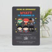 チビ ジャスティスリーグ 黒板 誕生日 招待状 (スタンド正面)