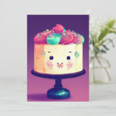 チビ(小さくかわいく書いた感じ)お誕生日ケーキラズベリーピスタチオクリームプラム シーズンカード (スタンド正面)