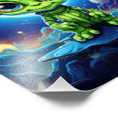 チビ（小さくかわいく書いた感じ）かわいいエイリアン フォトプリント            (角)