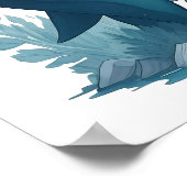 チビ(小さくかわいく書いた感じ)かわいいシャークインウォーター色スタイル ポスター (角)