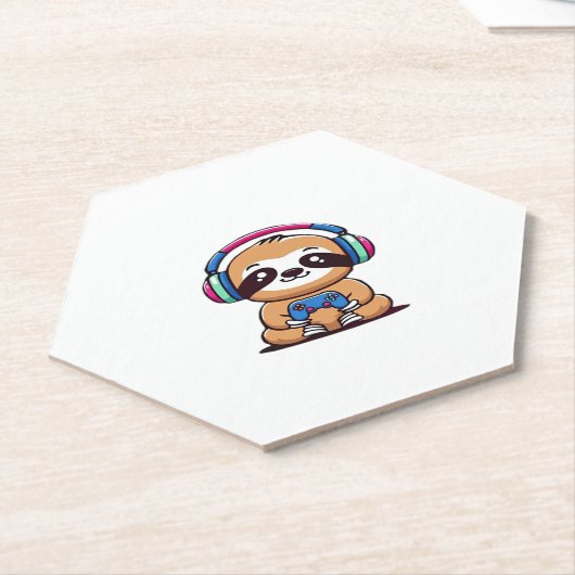 チビ（小さくかわいく書いた感じ）かわいいスロッスゲーマー – かわいいおもしろい動物と ペーパーコースター (アングル)