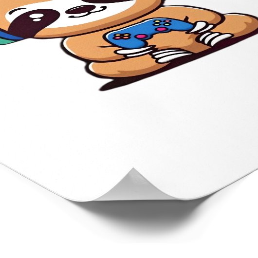 チビ（小さくかわいく書いた感じ）かわいいスロッスゲーマー – かわいいおもしろい動物と ポスター (角)