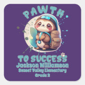 チビ(小さくかわいく書いた感じ)かわいいスロット名学校グレード スクエアシール (正面)