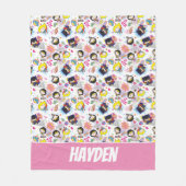 チビ（小さくかわいく書いた感じ）すごいヘロイン模様 フリースブランケット (正面)