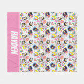 チビ(小さくかわいく書いた感じ)すごいヘロイン模様 フリースブランケット (正面(横))