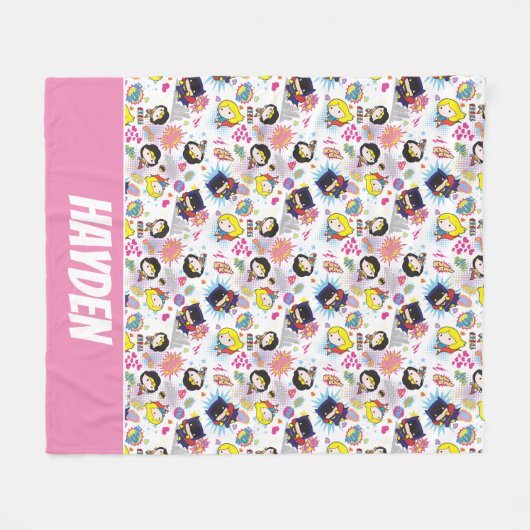 チビ（小さくかわいく書いた感じ）すごいヘロイン模様 フリースブランケット (正面(横))