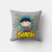 チビ(小さくかわいく書いた感じ)すごいマンがレンガの壁を壊す クッション (正面)