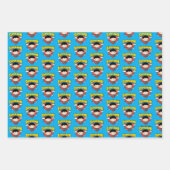 チビ(小さくかわいく書いた感じ)すごいマン水玉模様シールドと名前 ラッピングペーパーシート (正面2)