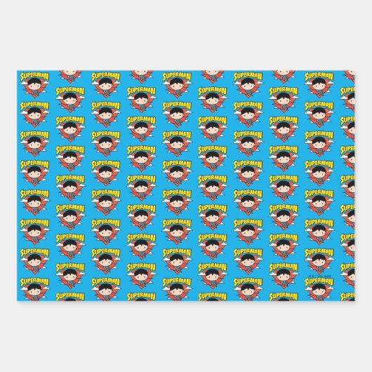 チビ(小さくかわいく書いた感じ)すごいマン水玉模様シールドと名前 ラッピングペーパーシート (正面)