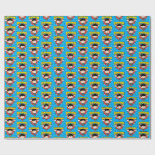 チビ(小さくかわいく書いた感じ)すごいマン水玉模様シールドと名前 ラッピングペーパー (フラット)