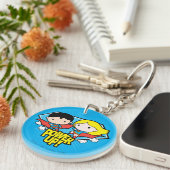 チビ(小さくかわいく書いた感じ)すごいマン&チビ(小さくかわいく書いた感じ)スーパーガールパワーアッ キーホルダー (正面右)