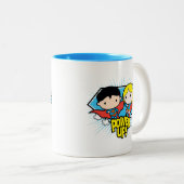 チビ(小さくかわいく書いた感じ)すごいマン&チビ(小さくかわいく書いた感じ)スーパーガールパワーアッ ツートーンマグカップ (正面右)