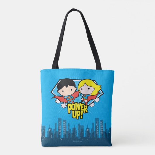 チビ（小さくかわいく書いた感じ）すごいマン&チビ（小さくかわいく書いた感じ）スーパーガールパワーアッ トートバッグ (裏面)