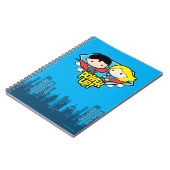 チビ(小さくかわいく書いた感じ)すごいマン&チビ(小さくかわいく書いた感じ)スーパーガールパワーアッ ノートブック (左側)