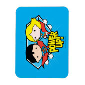 チビ(小さくかわいく書いた感じ)すごいマン&チビ(小さくかわいく書いた感じ)スーパーガールパワーアッ マグネット (縦)