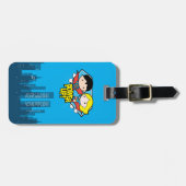 チビ（小さくかわいく書いた感じ）すごいマン&チビ（小さくかわいく書いた感じ）スーパーガールパワーアッ ラゲッジタグ (正面横)