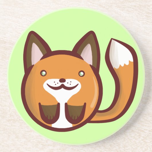 チビ(小さくかわいく書いた感じ)のキツネ コースター (正面)