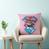 チビ（小さくかわいく書いた感じ）のキャットウーマンが大きなダイヤモンドの上に座る クッション (椅子)