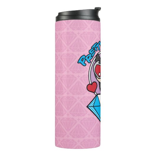 チビ（小さくかわいく書いた感じ）のキャットウーマン、大きなダイヤモンドの上に座る タンブラー (回転左)