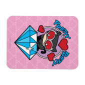 チビ(小さくかわいく書いた感じ)のキャットウーマン、大きなダイヤモンドの上に座る マグネット (横)