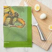 チビ（小さくかわいく書いた感じ）のドラゴン キッチンタオル (四つ折り)