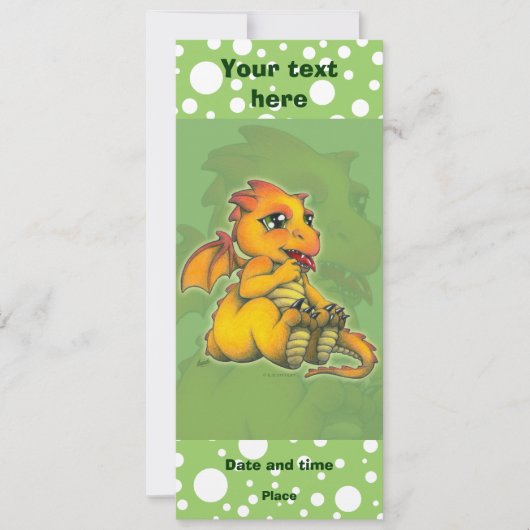 チビ(小さくかわいく書いた感じ)のドラゴン 招待状 (正面)