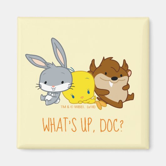 チビ(小さくかわいく書いた感じ)のバグBUNNY™、TWEATY™、およびTAZ™ マグネット (正面)