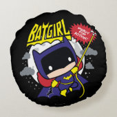 チビ(小さくかわいく書いた感じ)のバットガールが行動に出る準備完了 ラウンドクッション (裏面)