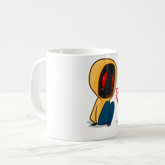 チビ（小さくかわいく書いた感じ）のフード付きスウェットシャツのマグ コーヒーマグカップ (正面左)