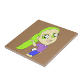 チビ(小さくかわいく書いた感じ)の女の子でバニーのテールセラミックタイルを持つ タイル (側面)