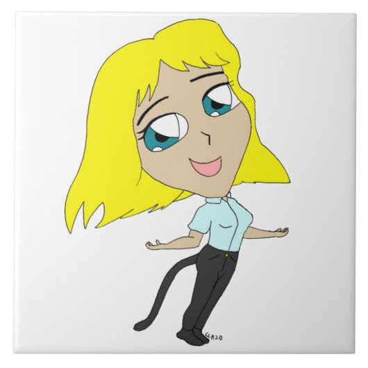 チビ（小さくかわいく書いた感じ）の女の子 タイル (正面)