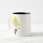 チビ(小さくかわいく書いた感じ)の女の子 ツートーンマグカップ (正面左)