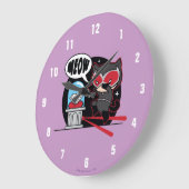 チビ(小さくかわいく書いた感じ)の女性がダイヤモンドを盗む ラージ壁時計 (傾斜)