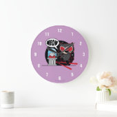 チビ(小さくかわいく書いた感じ)の女性がダイヤモンドを盗む ラージ壁時計 (ホーム)