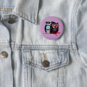 チビ(小さくかわいく書いた感じ)の女性がダイヤモンドを盗む 缶バッジ (インサイチュ)