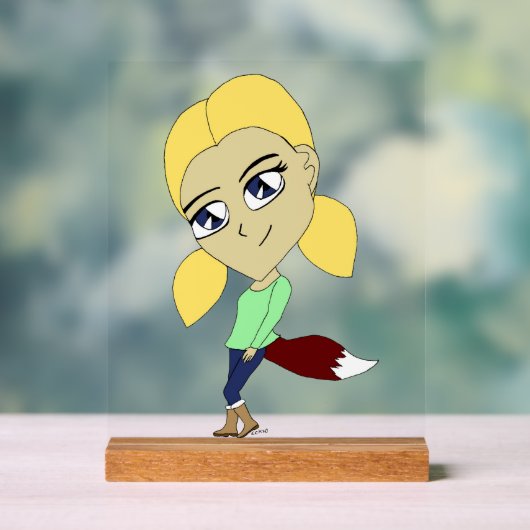 チビ（小さくかわいく書いた感じ）の女 アクリルサイン (ニュートラル)