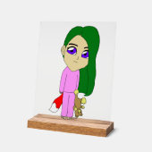 チビ（小さくかわいく書いた感じ）の女 アクリルサイン (傾斜)
