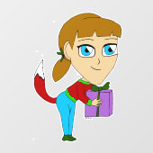 チビ（小さくかわいく書いた感じ）の女 ウィンドウサイン (シート)