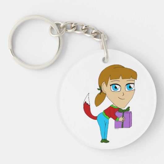 チビ(小さくかわいく書いた感じ)の女 キーホルダー (正面)