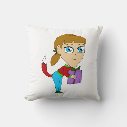 チビ(小さくかわいく書いた感じ)の女 クッション (正面)