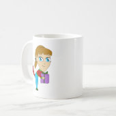 チビ(小さくかわいく書いた感じ)の女 コーヒーマグカップ (正面左)