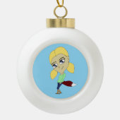 チビ（小さくかわいく書いた感じ）の女 セラミックボールオーナメント (正面)