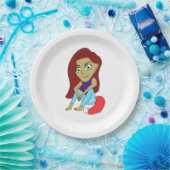 チビ（小さくかわいく書いた感じ）の女 ペーパープレート (パーティー)