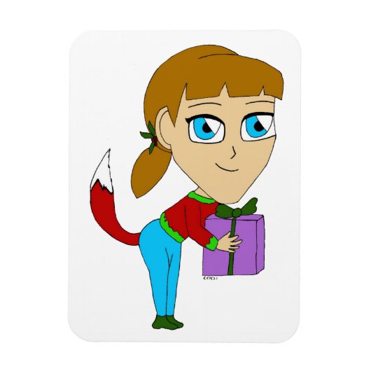 チビ（小さくかわいく書いた感じ）の女 マグネット (縦)