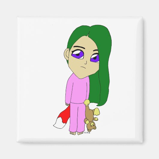 チビ(小さくかわいく書いた感じ)の女 マグネット (正面)