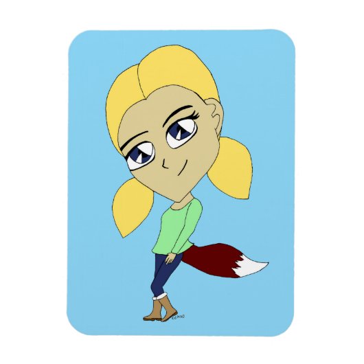 チビ(小さくかわいく書いた感じ)の女 マグネット (縦)