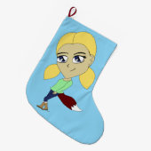 チビ（小さくかわいく書いた感じ）の女 ラージクリスマスストッキング (正面 (吊り時))