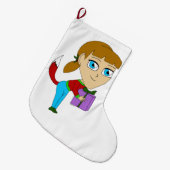 チビ（小さくかわいく書いた感じ）の女 ラージクリスマスストッキング (正面 (吊り時))